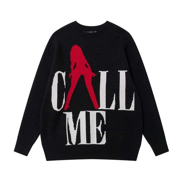 letter print pullover sweaters for men and women oversized knitted clothes