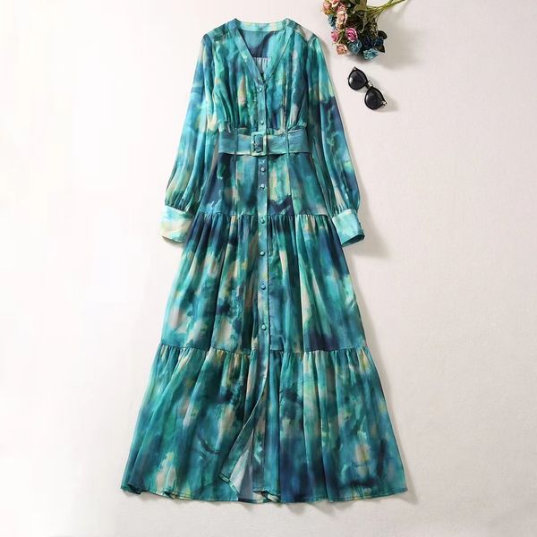 european and american women's clothing 2023 autumn new v-neck long sleeve print green fashion pleated dress with belt xxl, Black;gray
european and american women's clothing 2023 autumn new v-neck long sleeve print green fashion pleated dress with belt xxl, Black;gray