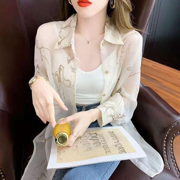 summer grey chiffon shirt womens style long sleeved temperament all matching thin, White
summer grey chiffon shirt womens style long sleeved temperament all matching thin, White