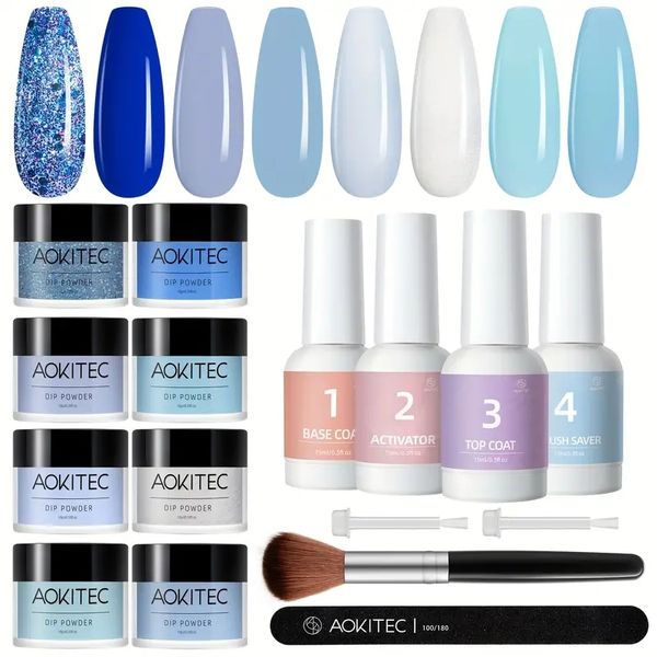 aokitec 16pcs dip powder nail kit summer blue glitter dipping powder starter set diy salon dip system liquid nails art kits
aokitec 16pcs dip powder nail kit summer blue glitter dipping powder starter set diy salon dip system liquid nails art kits