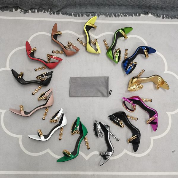105mm chain leather sandals slides heeled open-toe shoe metallic leather outsole women's luxury designers evening dress party shoes fac, Black
105mm chain leather sandals slides heeled open-toe shoe metallic leather outsole women's luxury designers evening dress party shoes fac, Black