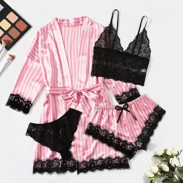 women's sleepwear pink stripe robe and pajamas set women silk satin lace sleepwear summer faux silk pijamas bathrobe homewear night rob, Black;red
women's sleepwear pink stripe robe and pajamas set women silk satin lace sleepwear summer faux silk pijamas bathrobe homewear night rob, Black;red