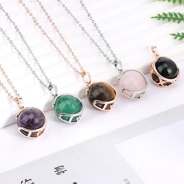 natural stone round bead pendant necklace for man women amethysts crystal stainless steel chain necklaces jewelry, Silver
natural stone round bead pendant necklace for man women amethysts crystal stainless steel chain necklaces jewelry, Silver