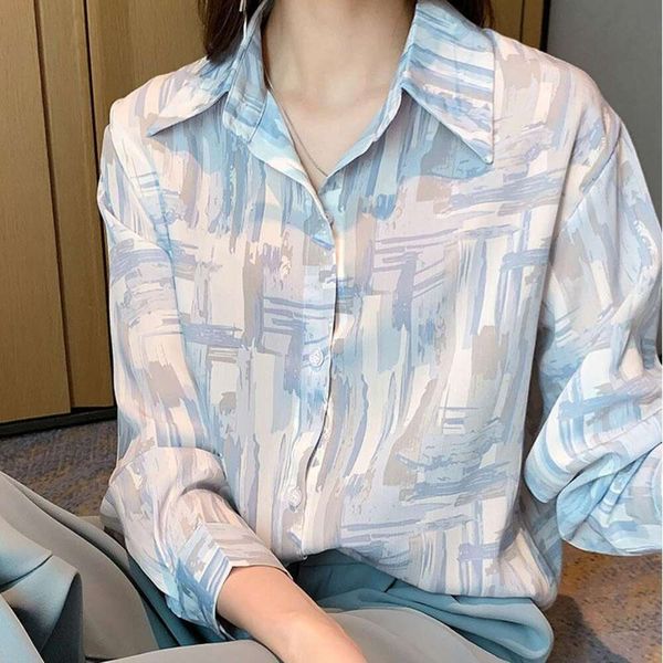 french printed shirt for women spring and summer style retro hong kong design niche slim looking sunblock, White
french printed shirt for women spring and summer style retro hong kong design niche slim looking sunblock, White