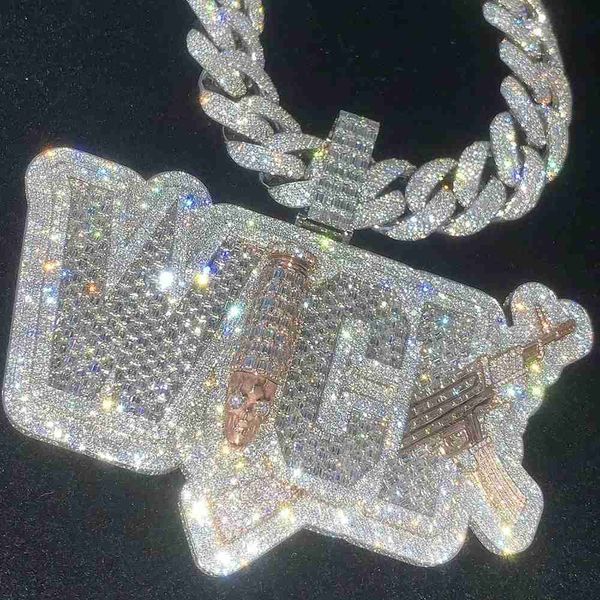 fine jewelry hip hop heavy 5 inches iced out baguette diamond personalized letter name custom moissanite 3d pendant, Silver
fine jewelry hip hop heavy 5 inches iced out baguette diamond personalized letter name custom moissanite 3d pendant, Silver