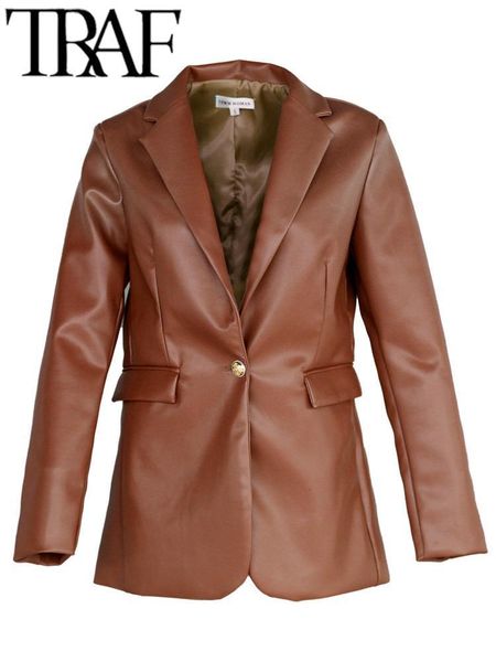 women's jackets traf 2023 woman autumn faux pu leather jacket distress single button vintage long sleeve blazers pockets female brown s, Black;brown
women's jackets traf 2023 woman autumn faux pu leather jacket distress single button vintage long sleeve blazers pockets female brown s, Black;brown