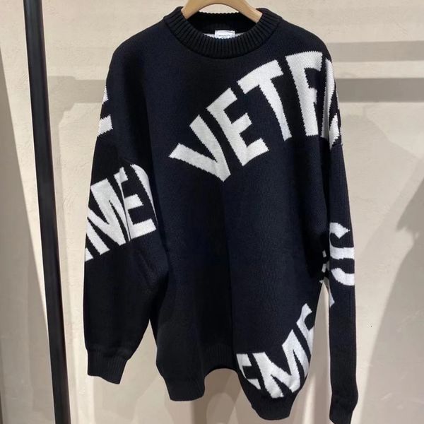 men's sweaters oversized vetements knit print letter knitwear men women 1 pullover 230812, White;black 
men's sweaters oversized vetements knit print letter knitwear men women 1 pullover 230812, White;black