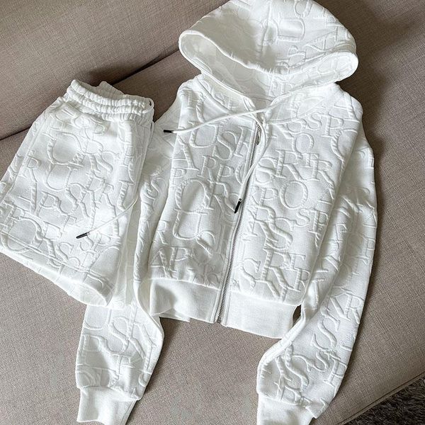 women's two piece pants 2 sets outfits spring fashion skinny hooded short jacket and shorts knitted jacquard designer fall women clothi, White
women's two piece pants 2 sets outfits spring fashion skinny hooded short jacket and shorts knitted jacquard designer fall women clothi, White