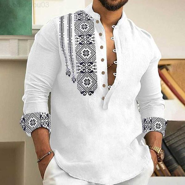 men's casual shirts new pattern print solid shirt men long sleeve stand collar multi button pullover tee 2023 summer casual streetwear, White;black
men's casual shirts new pattern print solid shirt men long sleeve stand collar multi button pullover tee 2023 summer casual streetwear, White;black