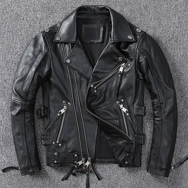 men's jackets black motorcycle leather jacket men natural genuine cowhide slim fit vintage brown mens biker racer oblique zipper s9xl 2, Black;brown
men's jackets black motorcycle leather jacket men natural genuine cowhide slim fit vintage brown mens biker racer oblique zipper s9xl 2, Black;brown