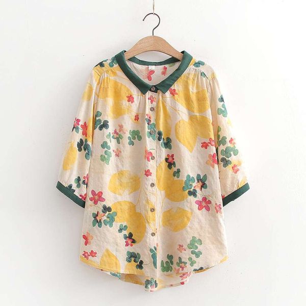 bubble cotton western style womens blouses floral print cropped sleeve shirt summer loose and slim looking, White
bubble cotton western style womens blouses floral print cropped sleeve shirt summer loose and slim looking, White