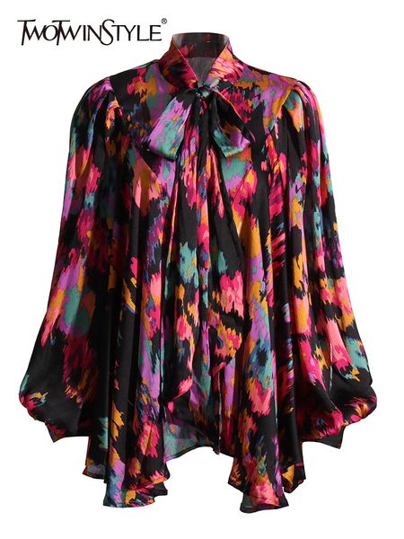 women's blouses shirts twotwinstyle print vintage blouse for women bowknot collar lantern sleeve colorblock loose shirts female clothin, White
women's blouses shirts twotwinstyle print vintage blouse for women bowknot collar lantern sleeve colorblock loose shirts female clothin, White