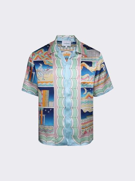 casablanca casual shirt loose fitting men's and women's versatile fashion short sleeved shirts casablanc, White;black
casablanca casual shirt loose fitting men's and women's versatile fashion short sleeved shirts casablanc, White;black