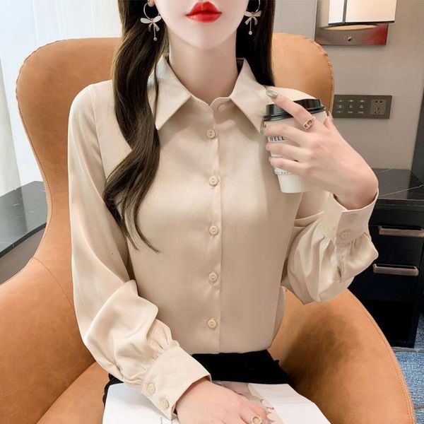 spring and autumn womens satin long sleeved shirt hong kong style retro high end texture sense niche, White
spring and autumn womens satin long sleeved shirt hong kong style retro high end texture sense niche, White