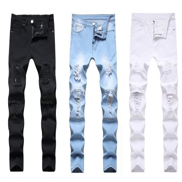 men's jeans man white mid high waist stretch denim pants ripped skinny for men jean casual fashion pant287a, Blue
men's jeans man white mid high waist stretch denim pants ripped skinny for men jean casual fashion pant287a, Blue