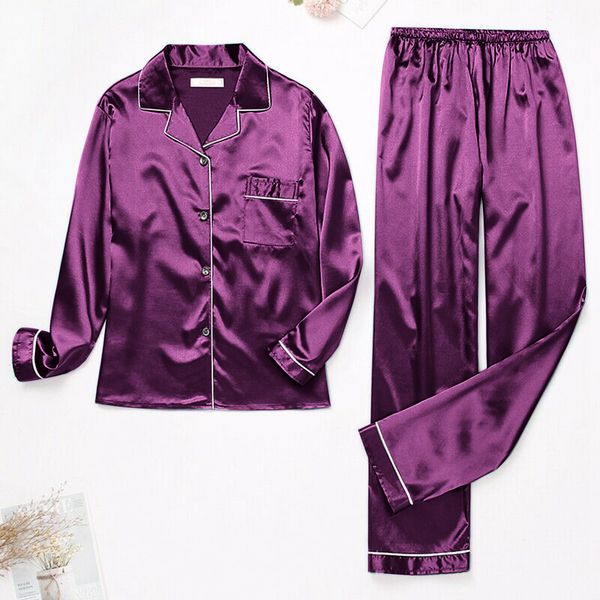 women's sleepwear women silk satin pajamas set couples solid color long sleeve sleepwear suit ladies button sleepwear sets pijama 23081, Black;red
women's sleepwear women silk satin pajamas set couples solid color long sleeve sleepwear suit ladies button sleepwear sets pijama 23081, Black;red