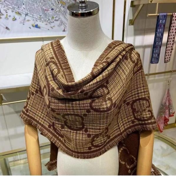 

Echarpe Scarf Winter Pop Caramel Color Versatile Classic Two Letter Jacquard Designer Scarf Womens Mens Fashion Double Sided