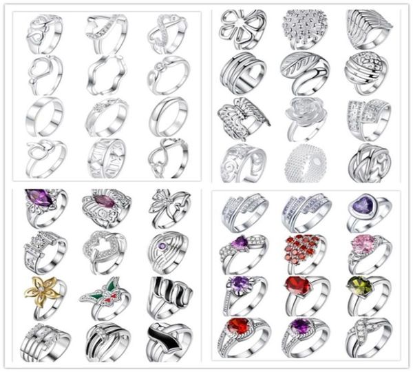 48pcslot mixed style 925 sterling silver plated finger ring with zircon fashion cute party gift jewelry for women mixed size 8768754, Golden;silver
48pcslot mixed style 925 sterling silver plated finger ring with zircon fashion cute party gift jewelry for women mixed size 8768754, Golden;silver