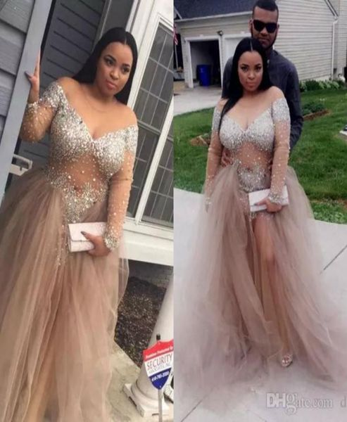 rhinestones beaded plus size prom dresses with long sleeves sheer jewel neckline formal dress floor length tulle evening gown8563286, Black
rhinestones beaded plus size prom dresses with long sleeves sheer jewel neckline formal dress floor length tulle evening gown8563286, Black