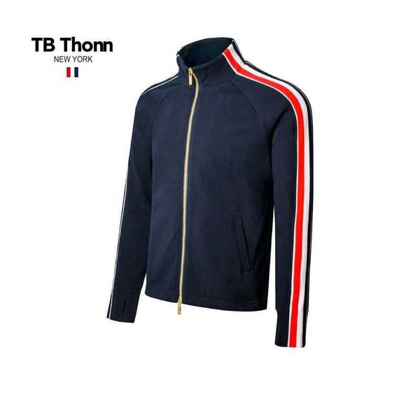 trendy tb thonn mock neck jacket ins handsome european and american baseball suit couple striped fashion coat, Black;brown
trendy tb thonn mock neck jacket ins handsome european and american baseball suit couple striped fashion coat, Black;brown