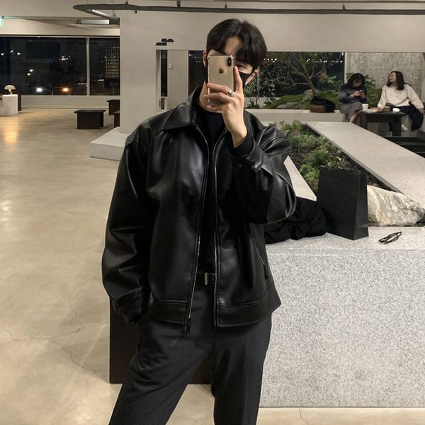 men s jackets brown black leather jacket men fashion casual motorcycle mens streetwear korean loose bomber outwear m 2xl 230814, Black;brown
men s jackets brown black leather jacket men fashion casual motorcycle mens streetwear korean loose bomber outwear m 2xl 230814, Black;brown
