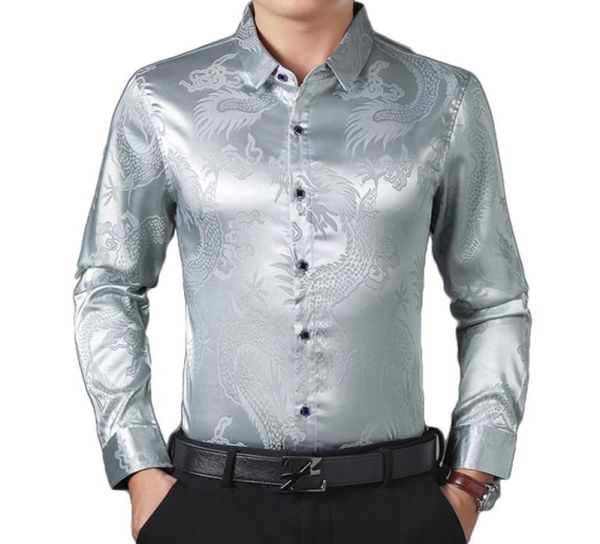mens slim fit silk dress shirt 2019 satin men tuxedo shirt chinese dragon printed male casual camisa social masculina 4xl1925016, White;black
mens slim fit silk dress shirt 2019 satin men tuxedo shirt chinese dragon printed male casual camisa social masculina 4xl1925016, White;black