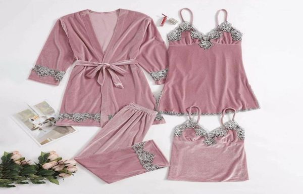 4 piece pajamas set lace velvet women pajamas velvet dressing gown lace winter robe sleepwear with chest pads18134300, Black;red
4 piece pajamas set lace velvet women pajamas velvet dressing gown lace winter robe sleepwear with chest pads18134300, Black;red