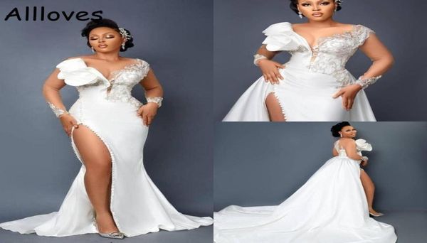 arabic aso ebi satin overskirts mermaid wedding dresses with detachable train illusion long sleeves appliqqued lace beaded bridal 4997630, White
arabic aso ebi satin overskirts mermaid wedding dresses with detachable train illusion long sleeves appliqqued lace beaded bridal 4997630, White