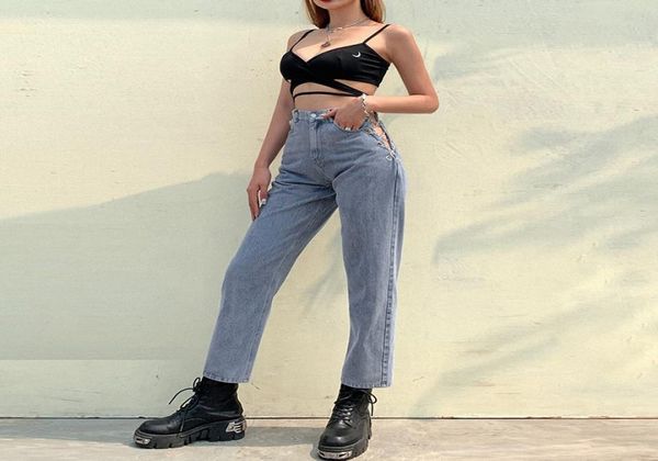 fashion high waist jeans women harajuku straight jean femme streetwear side chain hollow out jeans lady1481030, Blue
fashion high waist jeans women harajuku straight jean femme streetwear side chain hollow out jeans lady1481030, Blue