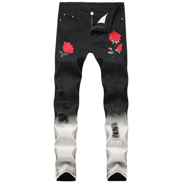 men s jeans style black skinny rose embroidery hole men fashion design male denim pants straight slim biker ripped 230814, Blue
men s jeans style black skinny rose embroidery hole men fashion design male denim pants straight slim biker ripped 230814, Blue