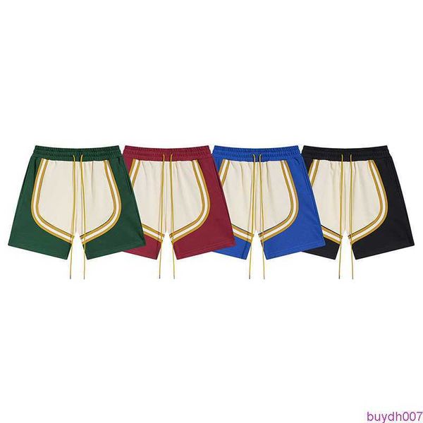 t5jj men's shorts rhude stripe colored casual lace up women's american high street beach capris, White;black
t5jj men's shorts rhude stripe colored casual lace up women's american high street beach capris, White;black