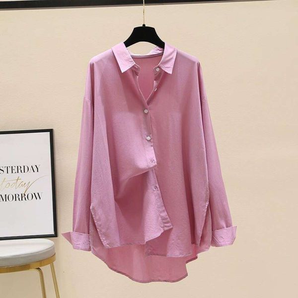 cotton loose casual sun proof shirt womens spring and summer korean style pure color all matching drape long sleeve, White
cotton loose casual sun proof shirt womens spring and summer korean style pure color all matching drape long sleeve, White