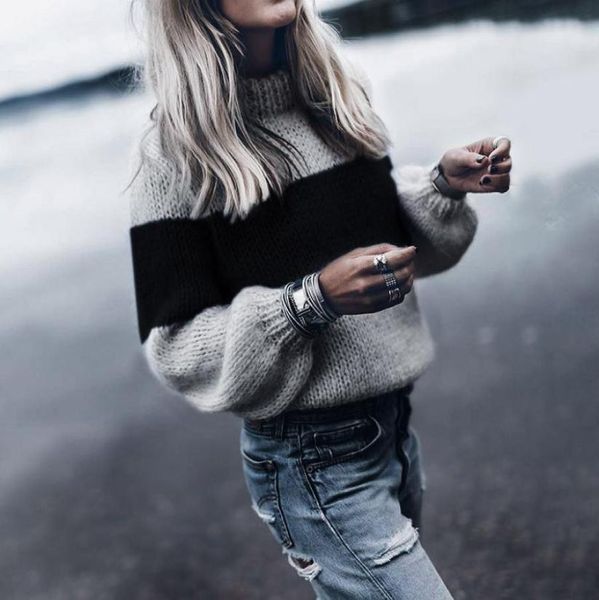 turtleneck sweater womens easy knit sweater jumper long sleeve soft elastic loose pull femme hiver dames new158426650, White;black
turtleneck sweater womens easy knit sweater jumper long sleeve soft elastic loose pull femme hiver dames new158426650, White;black