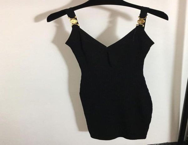 women runway dresses v neck sleeveless knit slim dress female gold button long milan party clothing5984510, White;black
women runway dresses v neck sleeveless knit slim dress female gold button long milan party clothing5984510, White;black