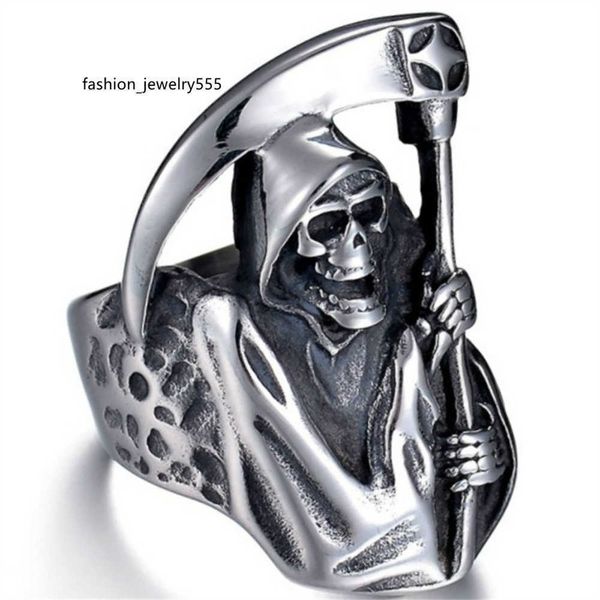 cluster rings cluster rings vintage gothic punk grim reaper skull ring stainless steel reaper's scythe ring jewelry for men l230306, Golden;silver
cluster rings cluster rings vintage gothic punk grim reaper skull ring stainless steel reaper's scythe ring jewelry for men l230306, Golden;silver