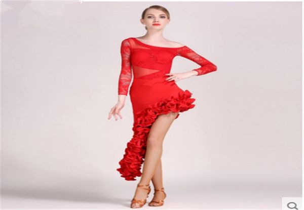 black adultgirl latin dance dress salsa tango chacha ballroom competition dance dress lace stitching long sleeve rregular sk7909649, Black;red
black adultgirl latin dance dress salsa tango chacha ballroom competition dance dress lace stitching long sleeve rregular sk7909649, Black;red