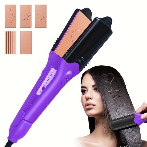 5-plate electric hair crimper and straightener with 3d image hair imprinting - perfect for creating stylish and professional looks, Black
5-plate electric hair crimper and straightener with 3d image hair imprinting - perfect for creating stylish and professional looks, Black