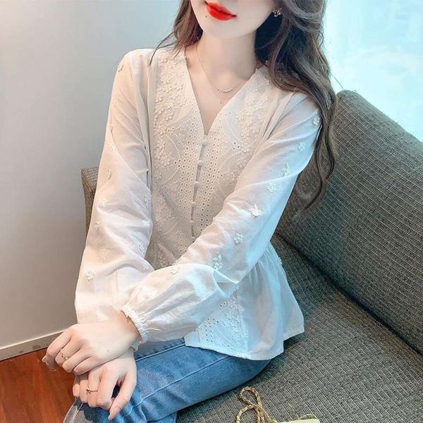 embroidered chiffon shirt blouse for womens autumn wear style elegant t lace patchwork long sleeved, White
embroidered chiffon shirt blouse for womens autumn wear style elegant t lace patchwork long sleeved, White