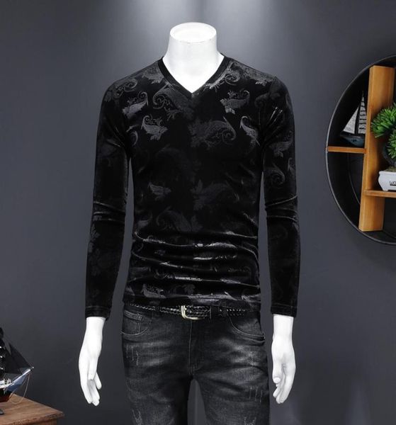 autumn men039s longsleeved tshirts gold velvet vneck leaf print stretch trend business casual fashion gentleman bo8747853, White;black
autumn men039s longsleeved tshirts gold velvet vneck leaf print stretch trend business casual fashion gentleman bo8747853, White;black