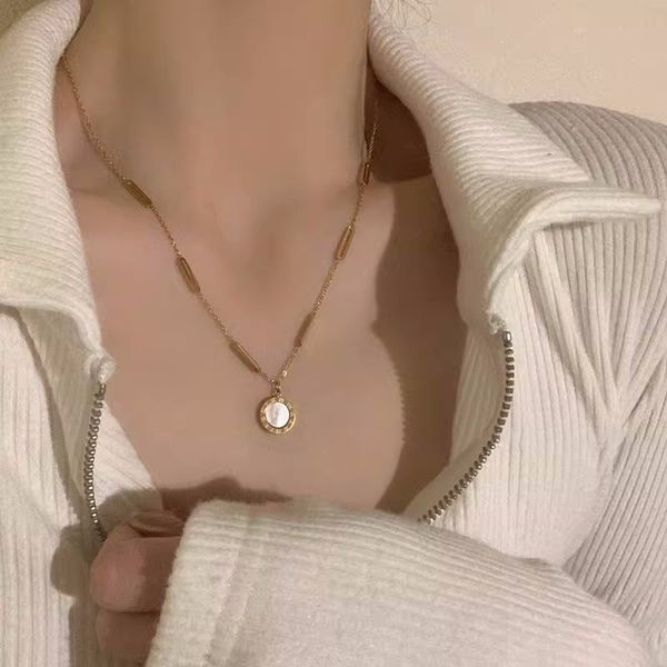 double fritillaria ring pendant necklace for women every match does not fade color titanium steel collarbone chain for women 2023 new trend, Silver
double fritillaria ring pendant necklace for women every match does not fade color titanium steel collarbone chain for women 2023 new trend, Silver