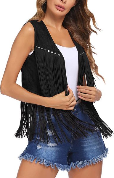 women's vests tassel coat women's buckskin velvet unbuckled mid-length vest vest coat, Black;white
women's vests tassel coat women's buckskin velvet unbuckled mid-length vest vest coat, Black;white
