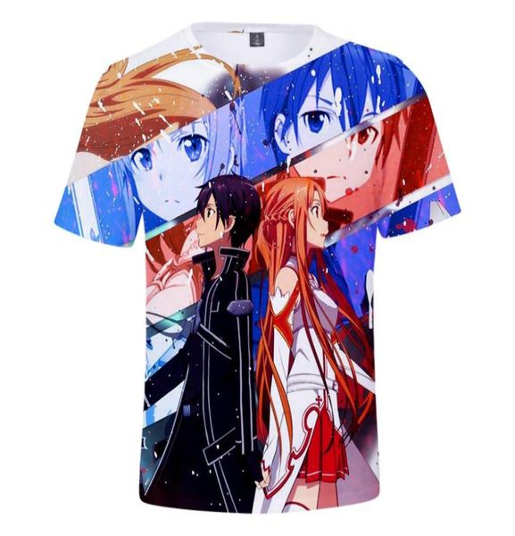 

japan anime sao sword art online cosplay costumes kirigaya kazuto kirito asuna yuuki asuna 3d print short sleeve t shirt men5874444, White;black