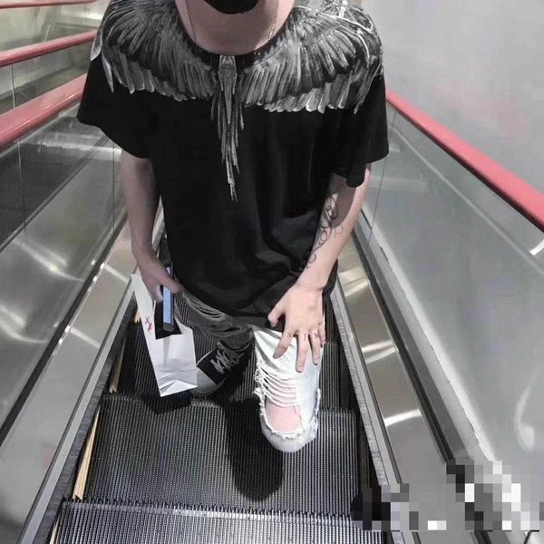 brand mb sketch black and white wings star same t-shirt popular net red short sleeve, White;black 
brand mb sketch black and white wings star same t-shirt popular net red short sleeve, White;black