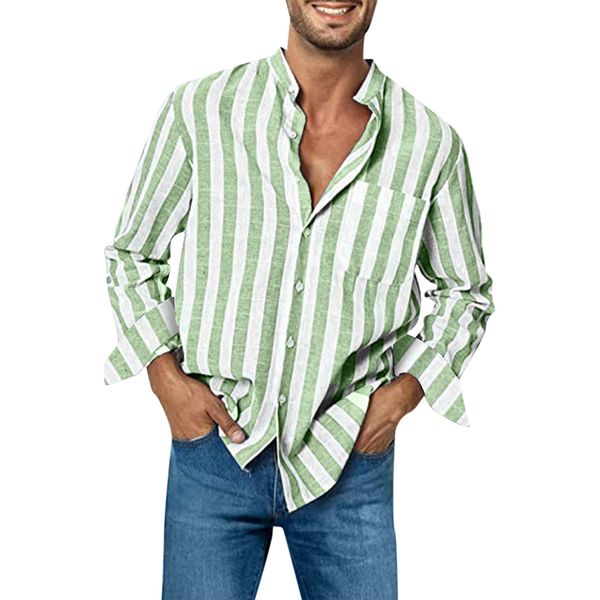 men s casual shirts summer flax shirt stripe print fashion for men stand collar breathable camisas blusas long sleeve outfits 230814, White;black
men s casual shirts summer flax shirt stripe print fashion for men stand collar breathable camisas blusas long sleeve outfits 230814, White;black