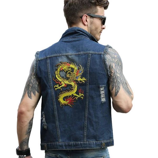 men's vests idopy mens cool denim vest dragon embroidery ripped sleeveless jeans jacket waistcoat for male 230812, Black;white
men's vests idopy mens cool denim vest dragon embroidery ripped sleeveless jeans jacket waistcoat for male 230812, Black;white