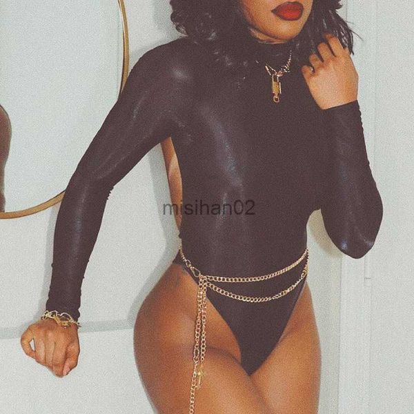 women's jumpsuits rompers drc 2021 spring/autumn new item slim black rompers high-neck long sleeve backless one piece clubwear outfits, Black;white
women's jumpsuits rompers drc 2021 spring/autumn new item slim black rompers high-neck long sleeve backless one piece clubwear outfits, Black;white