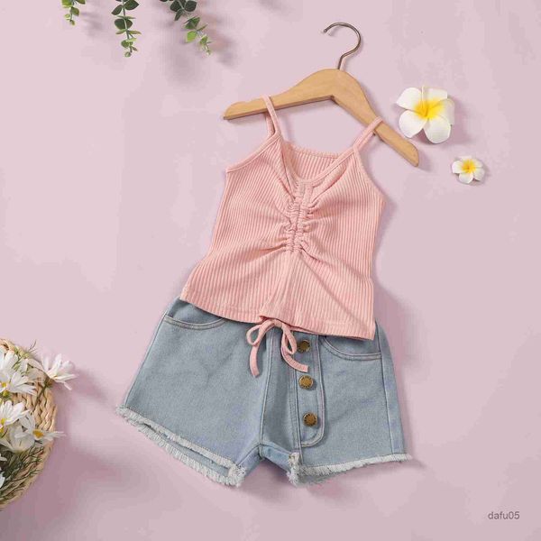 clothing sets 2-6years toddler baby girl summer clothing set sleeveless knitting solid shirt demin shorts r230814, White
clothing sets 2-6years toddler baby girl summer clothing set sleeveless knitting solid shirt demin shorts r230814, White