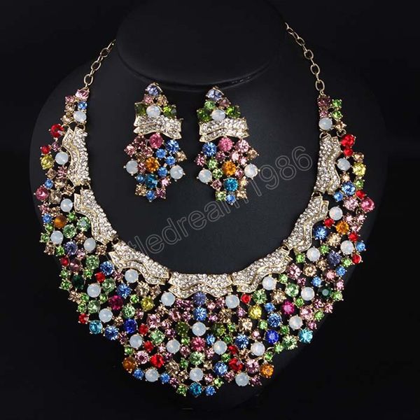 chunky african colorful crystal choker rhinestone women bridal statement necklace earrings jewelry sets wedding party, Slivery;golden
chunky african colorful crystal choker rhinestone women bridal statement necklace earrings jewelry sets wedding party, Slivery;golden