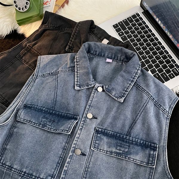 men's vests men vest clothing loose korean jeans summer casual handsome all match turn down collar sleeveless single breasted pockets 2, Black;white
men's vests men vest clothing loose korean jeans summer casual handsome all match turn down collar sleeveless single breasted pockets 2, Black;white