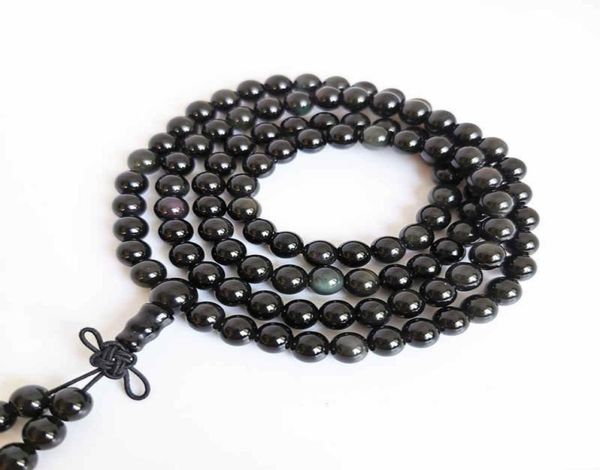 6mm natural obsidian round beads bracelets with rainbow eyes 108 prayer meditation mala bro501 beaded strands1895316, Black
6mm natural obsidian round beads bracelets with rainbow eyes 108 prayer meditation mala bro501 beaded strands1895316, Black